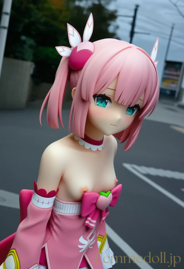 千代田桃「はあっ、誰か来る…」街中露出で細身ボディ丸出し【エロイラスト30枚】 1枚目