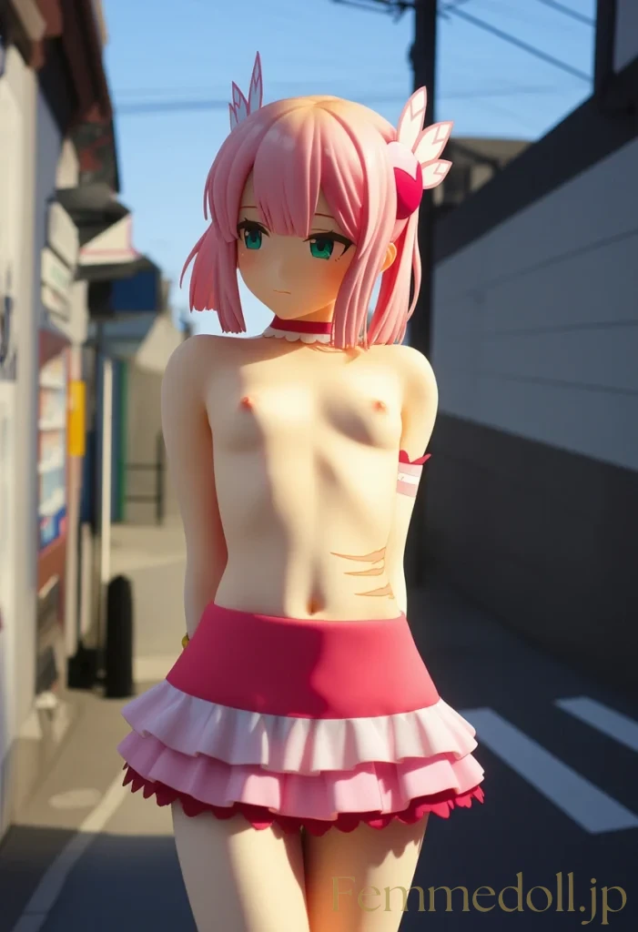 千代田桃「はあっ、誰か来る…」街中露出で細身ボディ丸出し【エロイラスト30枚】 11枚目