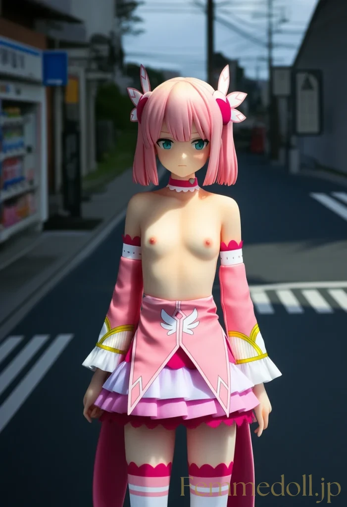 千代田桃「はあっ、誰か来る…」街中露出で細身ボディ丸出し【エロイラスト30枚】 5枚目