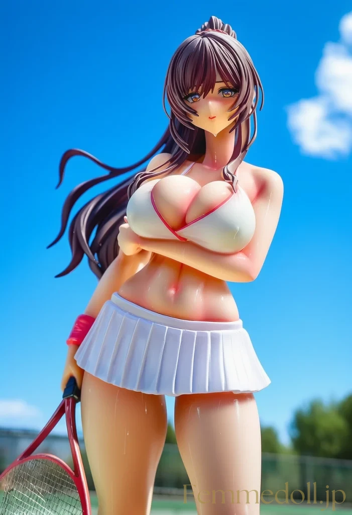 【オリジナル】テニス美少女「んっ、汗が…」胸チラで男をムラムラさせちゃう♡【AIエロイラスト24枚】 24枚目