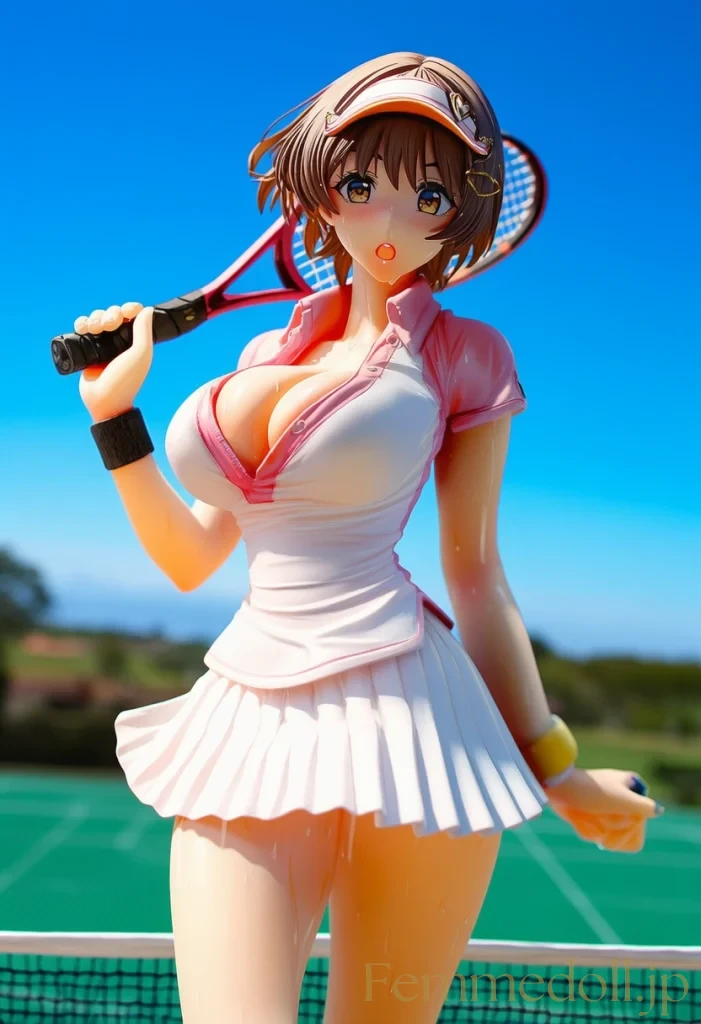 【オリジナル】テニス美少女「んっ、汗が…」胸チラで男をムラムラさせちゃう♡【AIエロイラスト24枚】 15枚目