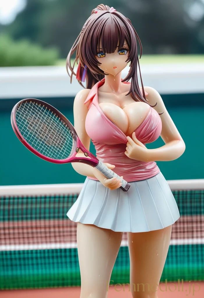 【オリジナル】テニス美少女「んっ、汗が…」胸チラで男をムラムラさせちゃう♡【AIエロイラスト24枚】 14枚目