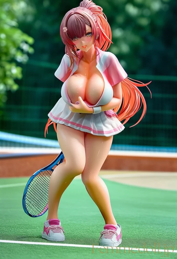 【オリジナル】テニス美少女「んっ、汗が…」胸チラで男をムラムラさせちゃう♡【AIエロイラスト24枚】 13枚目