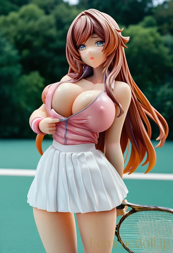 【オリジナル】テニス美少女「んっ、汗が…」胸チラで男をムラムラさせちゃう♡【AIエロイラスト24枚】 10枚目