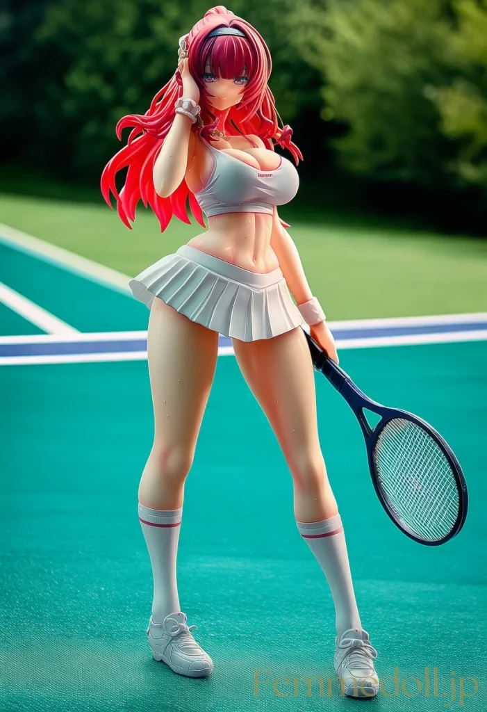 【オリジナル】テニス美少女「んっ、汗が…」胸チラで男をムラムラさせちゃう♡【AIエロイラスト24枚】 9枚目