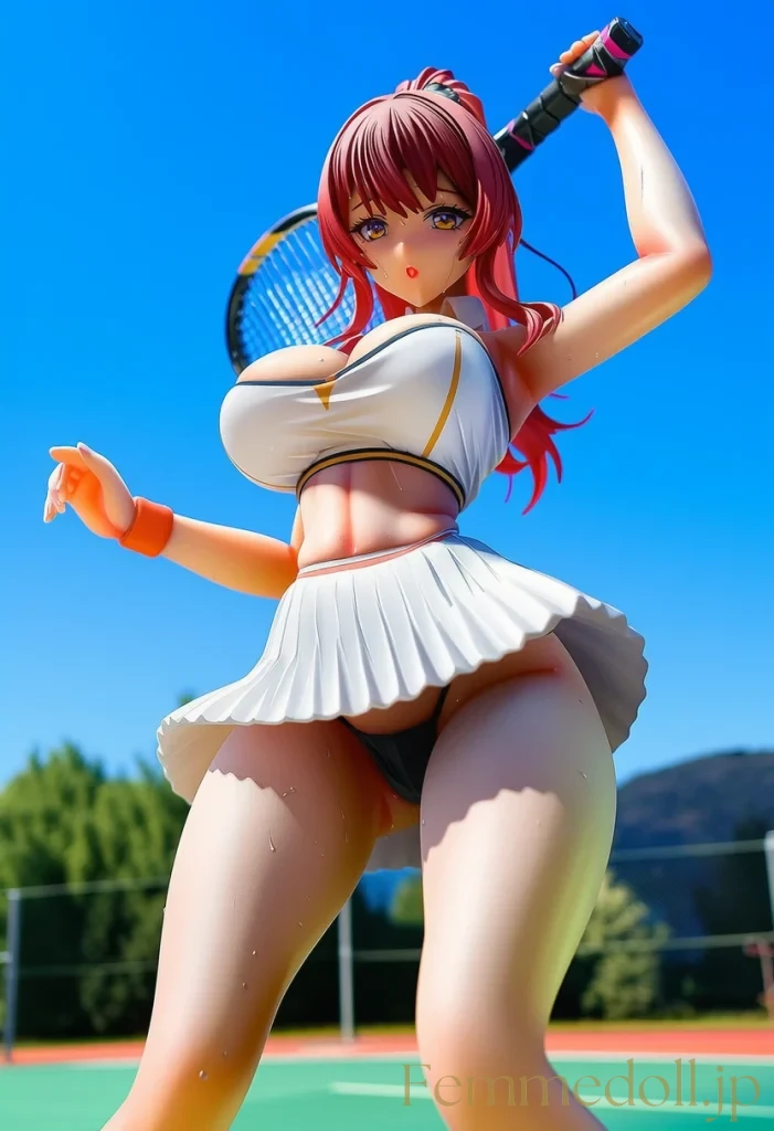 【オリジナル】テニス美少女「んっ、汗が…」胸チラで男をムラムラさせちゃう♡【AIエロイラスト24枚】 7枚目