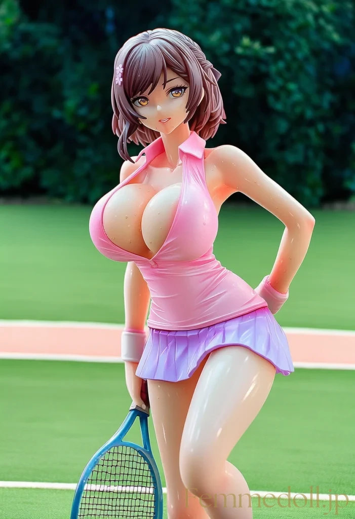 【オリジナル】テニス美少女「んっ、汗が…」胸チラで男をムラムラさせちゃう♡【AIエロイラスト24枚】 5枚目