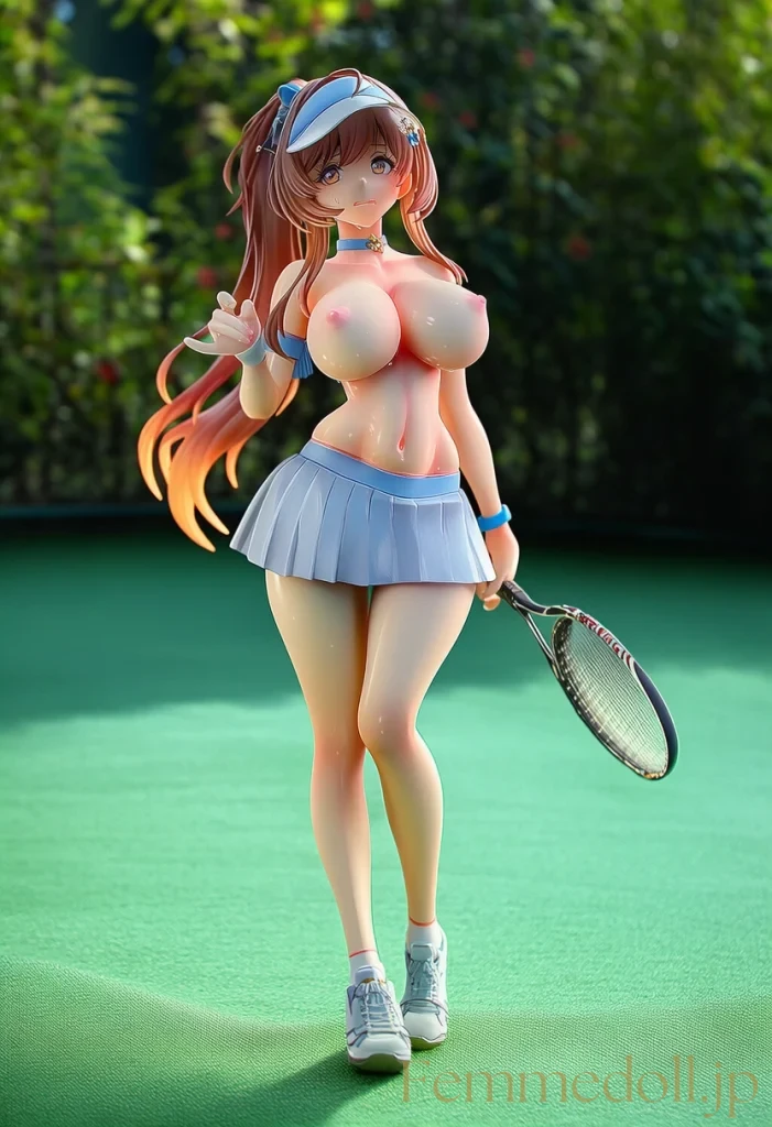 【オリジナル】テニス美少女「んっ、汗が…」胸チラで男をムラムラさせちゃう♡【AIエロイラスト24枚】 4枚目