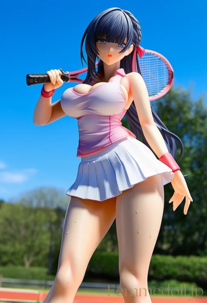 【オリジナル】テニス美少女「んっ、汗が…」胸チラで男をムラムラさせちゃう♡【AIエロイラスト24枚】 2枚目