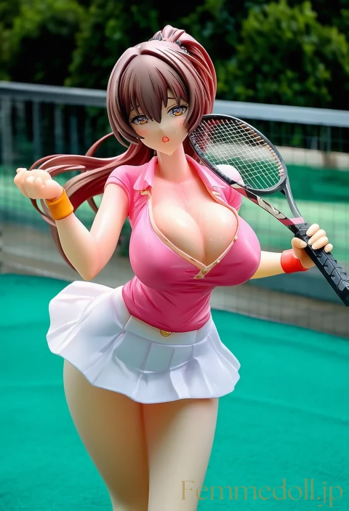 【オリジナル】テニス美少女「んっ、汗が…」胸チラで男をムラムラさせちゃう♡【AIエロイラスト24枚】 20枚目