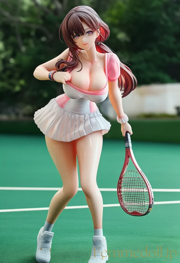 【オリジナル】テニス美少女「んっ、汗が…」胸チラで男をムラムラさせちゃう♡【AIエロイラスト24枚】 16枚目