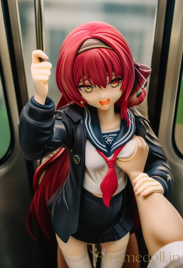 【AIエロイラスト】JK「やっ、触らないで…」電車で大胆に乳揉み痴漢【フィギュア風48枚】 39枚目