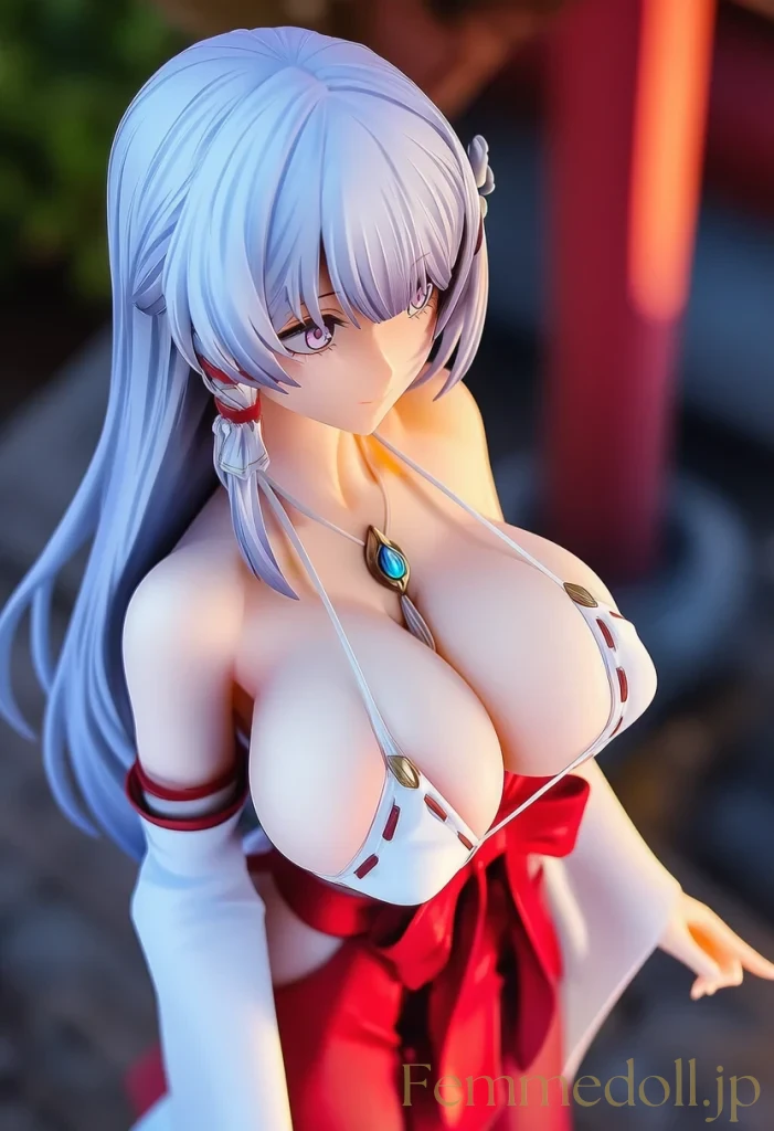 【オリジナル】巨乳巫女の谷間がプルン揺れて視線釘付け。巫女ビキニの誘惑【エロフィギュアAI24枚】 15枚目