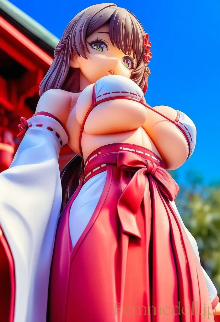 【オリジナル】巨乳少女「は、恥ずかしい…」巫女風ビキニで境内お散歩【AIエロ30枚】 53枚目