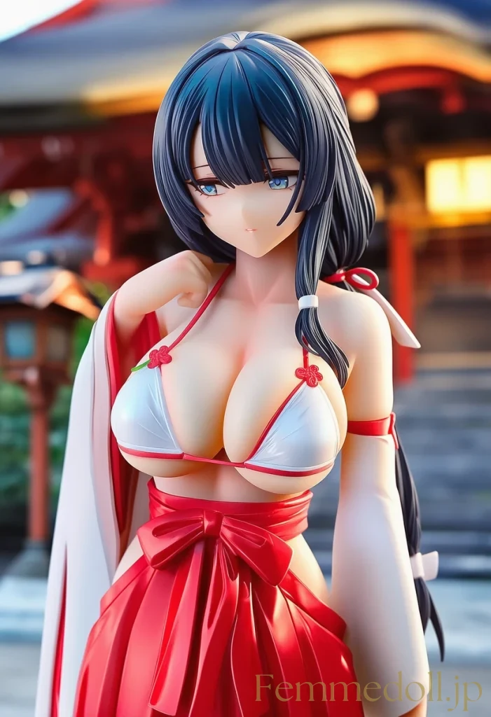 【オリジナル】巨乳少女「は、恥ずかしい…」巫女風ビキニで境内お散歩【AIエロ30枚】 35枚目