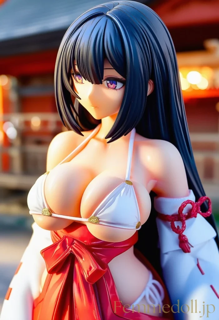 【オリジナル】巨乳少女「は、恥ずかしい…」巫女風ビキニで境内お散歩【AIエロ30枚】 27枚目