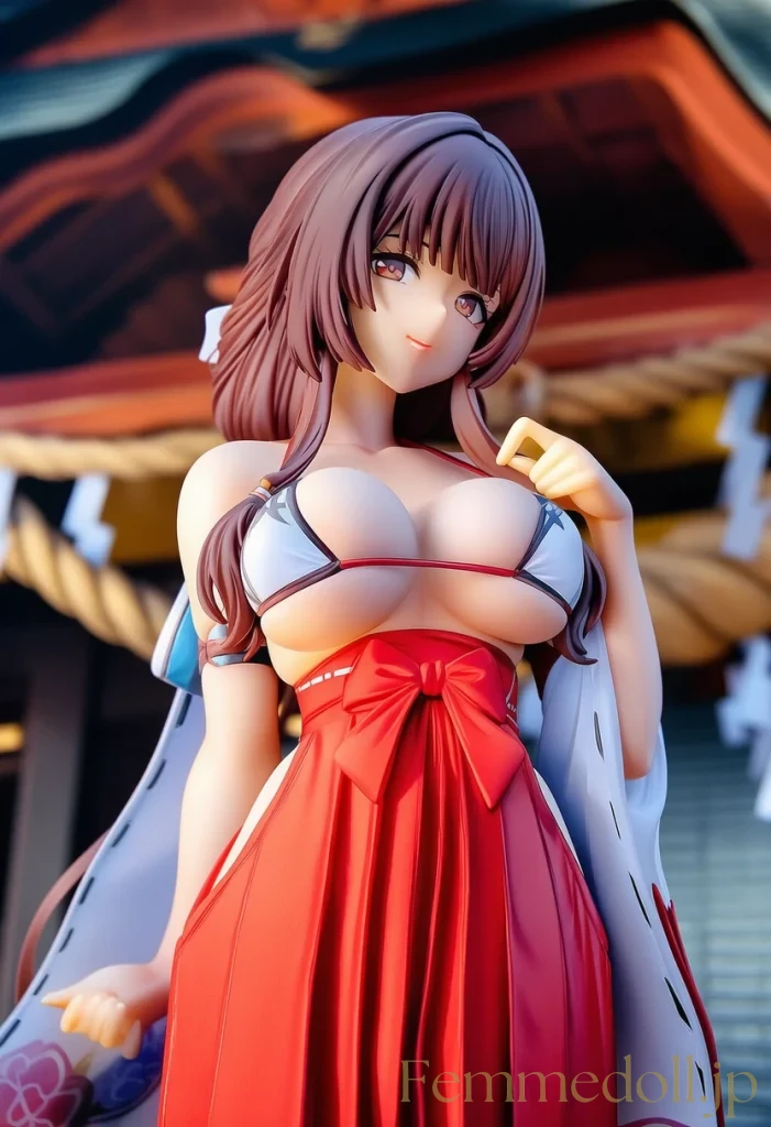 【オリジナル】巨乳少女「は、恥ずかしい…」巫女風ビキニで境内お散歩【AIエロ30枚】 21枚目