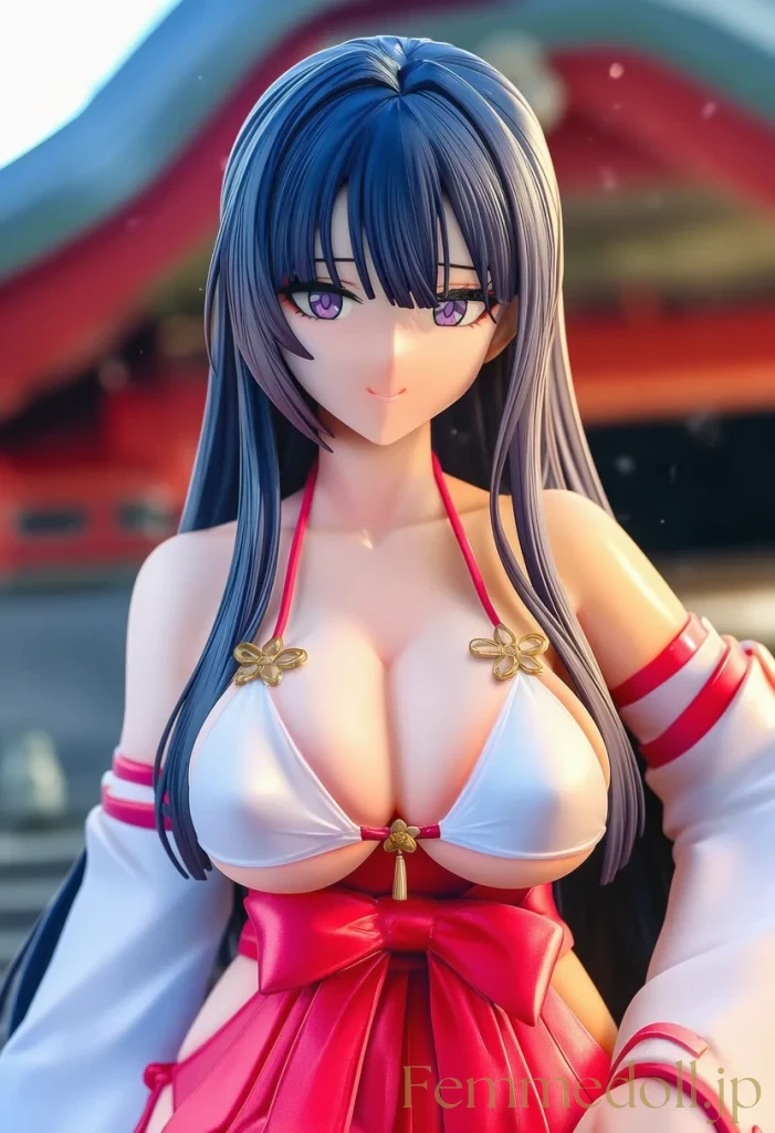 【オリジナル】巨乳少女「は、恥ずかしい…」巫女風ビキニで境内お散歩【AIエロ30枚】 71枚目